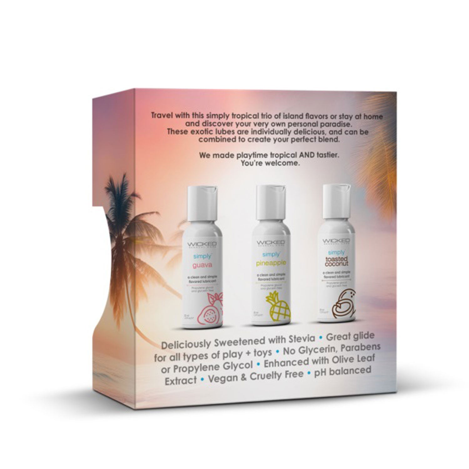 Wicked Simply Tropical Trio 3 x 30 ml Flavoured Water Based Lubricants White Flavoured Lube
