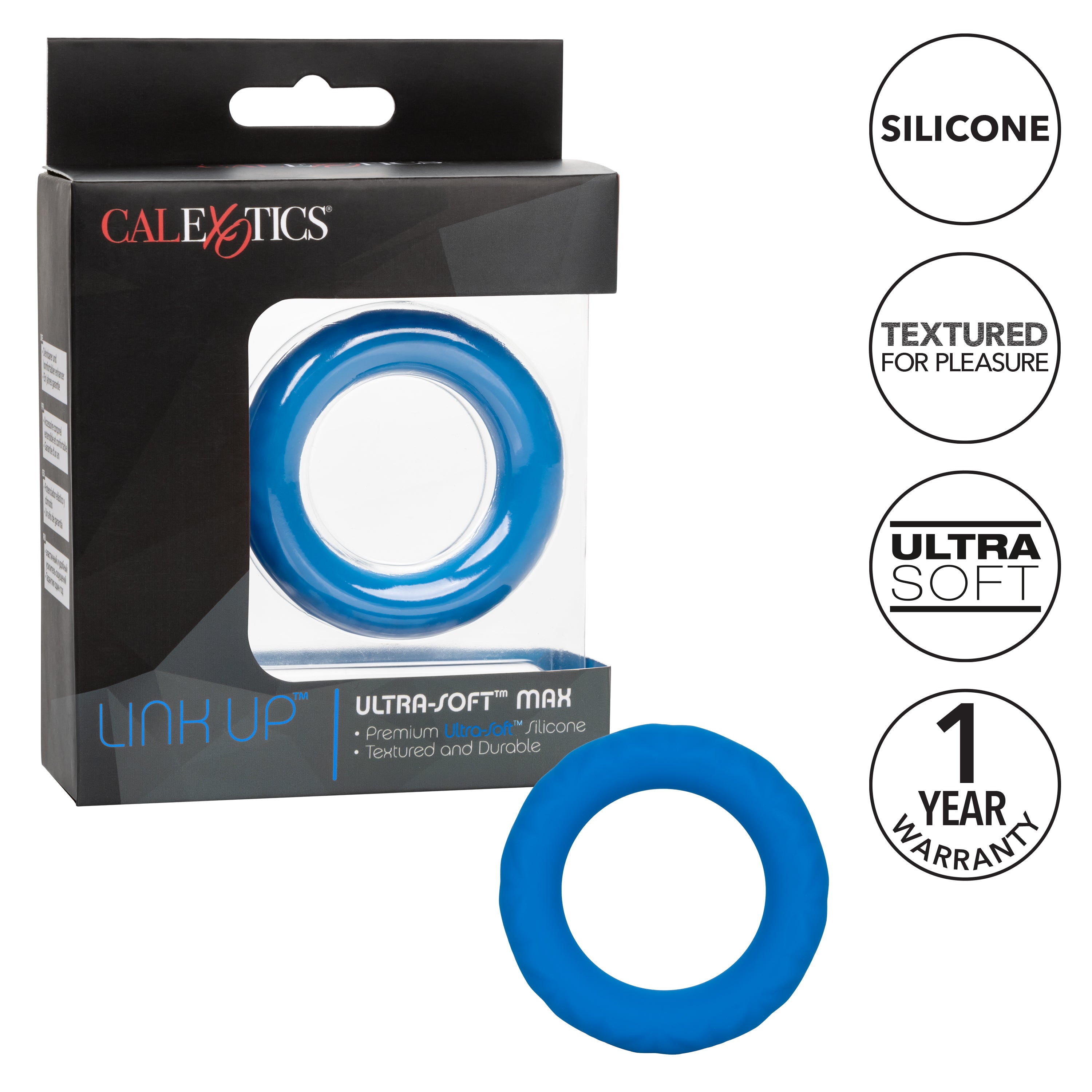 Link Up Ultra-Soft Max Neon Blue Silicone Enhancer Ring COCK RINGS