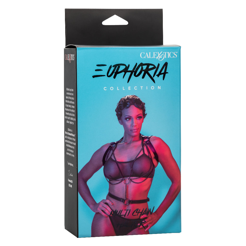 Euphoria Collection Multi Chain Halter Harness with Velvet and Vegan Leather in Black, Adjustable Size > Clothes > Womens Harnesses
