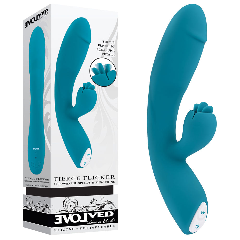 Evolved FIERCE FLICKER Dual Vibe 19.5cm Waterproof > Vibrators > Ladies > Rabbit