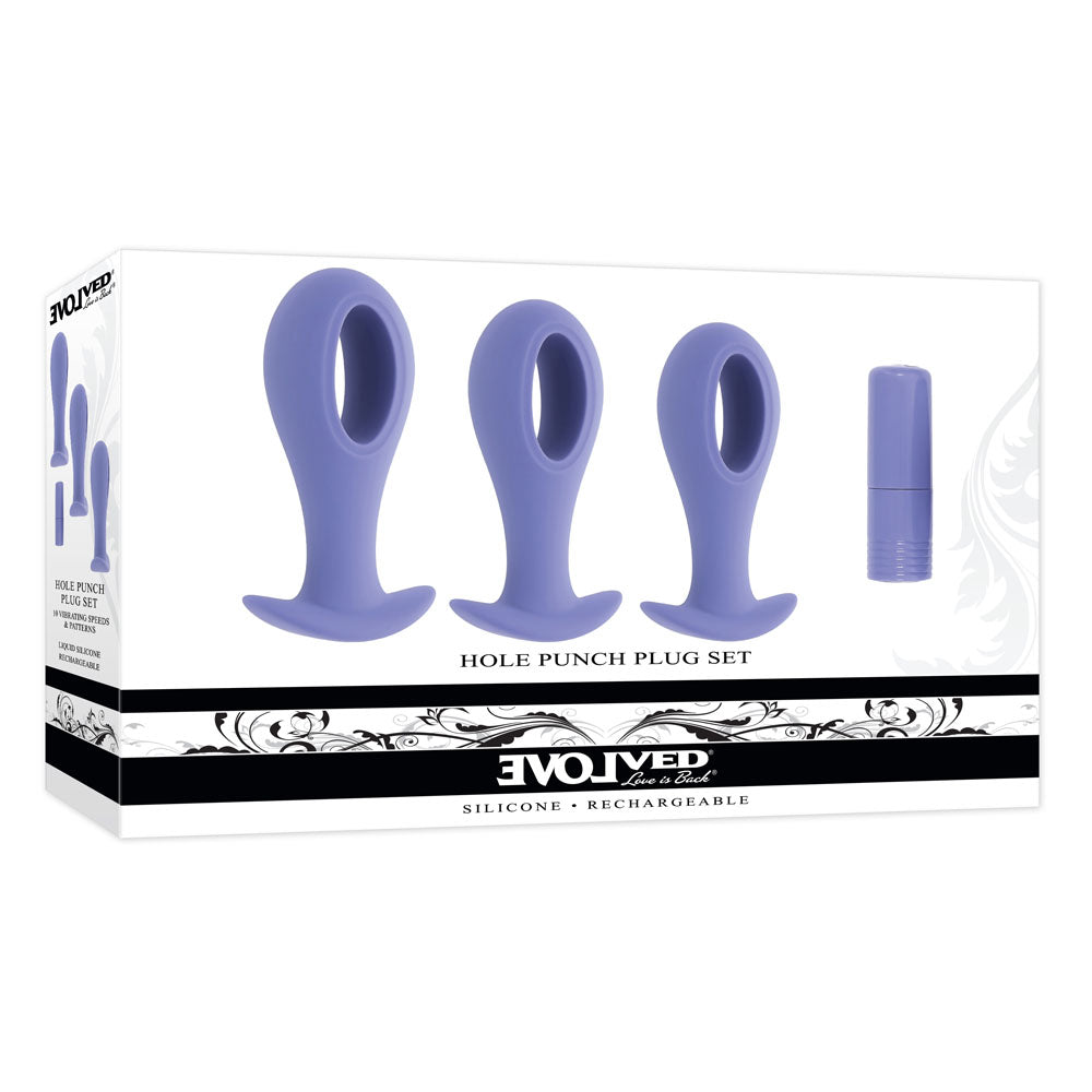 Evolved Hole Punch Plug Set Butt Plugs with Interchangeable Bullet Set of 3 Sizes > Anal Range > Vibrating Butt Plugs