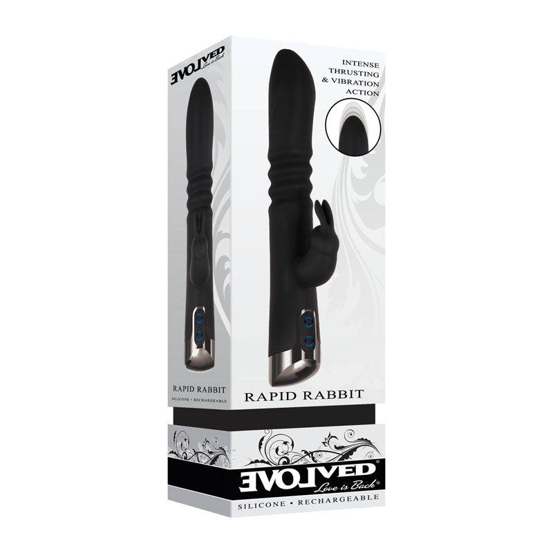 Evolved Rapid Rabbit 25.4 cm USB Rechargeable Thrusting Vibrator VIBRATORS-RABBIT-MULTI