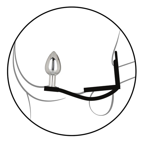 Star Fucker Mini Plug Black Silicone Dual Enhancer with Metal Probe and Sparkling Gem Base > Anal Range > Prostate Plugs