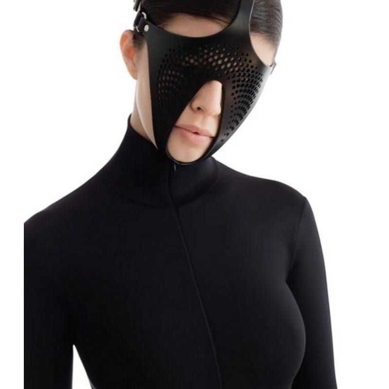 Ex Machina Genuine Leather Black BDSM Mask Secondary image