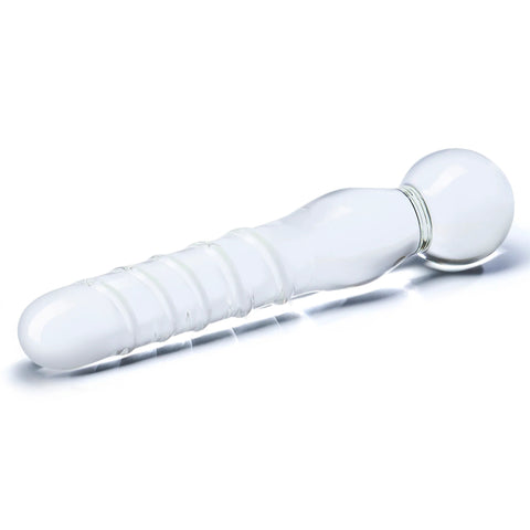 Glas 8 Inch Joystick Clear Glass Dildo Spiral and Bulbous Ends Hypoallergenic Sex Toy > Glass > Dildos