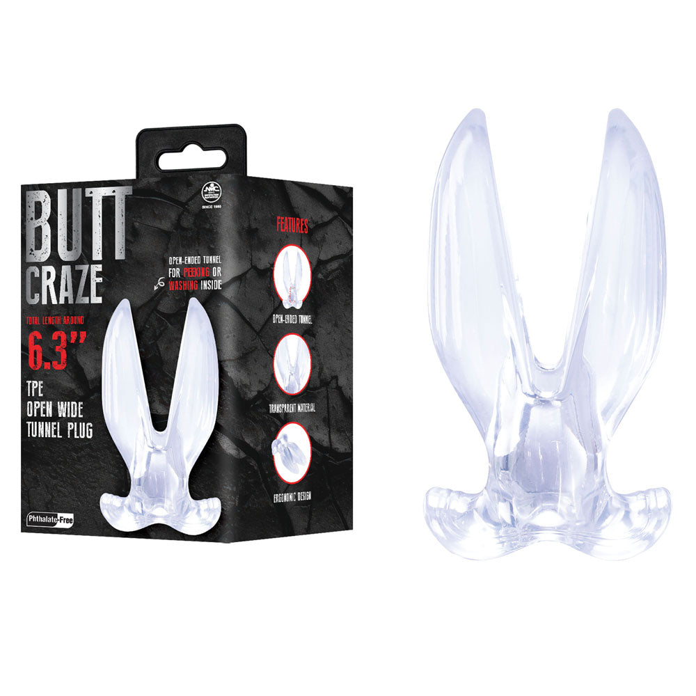 Butt Craze Gaping Butt Plug – Flexible TPE 16 cm Clear > Anal Range > Tunnel and Stretchers