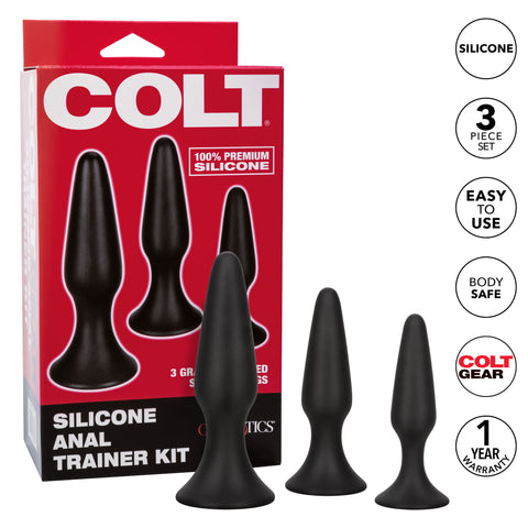 Colt Silicone Anal Trainer Kit 3 Gradually Sized Black Silicone Plugs > Anal Range > Butt Plug Kits