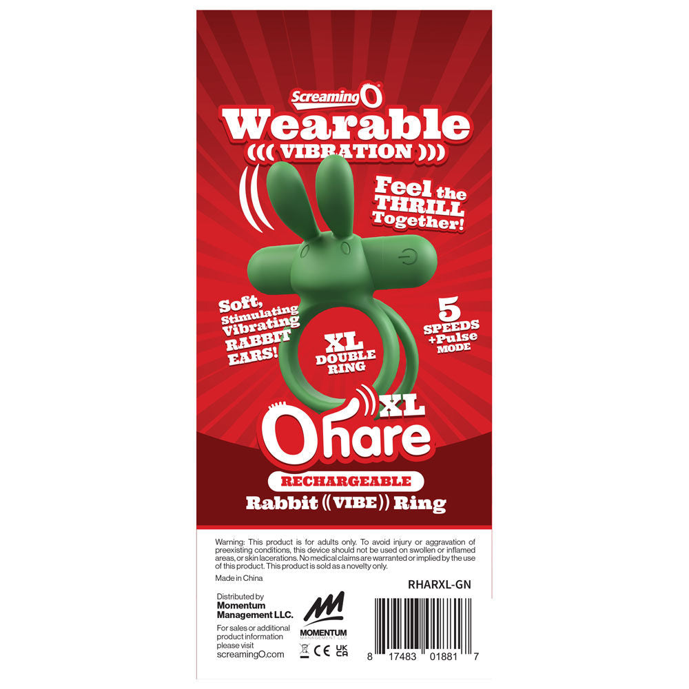 Ohare XL (Black | Blue | Green) – Rechargeable Large Rabbit Vibrator > Cock Ring > Vibrating