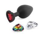 Glams Xchange Heart Medium Butt Plug with Heart Gems Black Medium > Anal Range > Jewel Butt Plugs