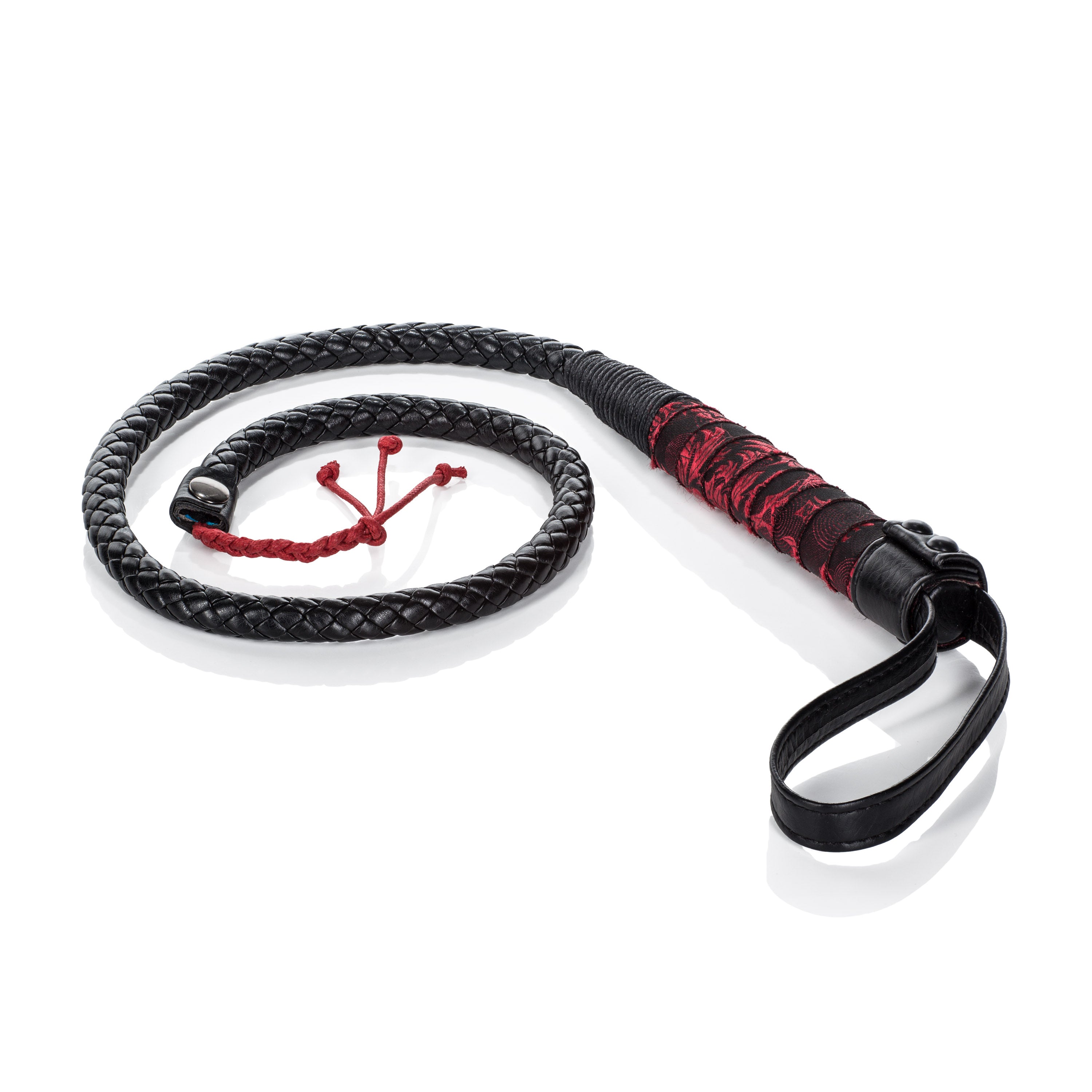 Scandal Red and Black Bull Whip with Designer Fabric Handle and Soft Tassels Whips & Paddles