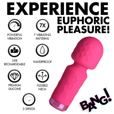 Bang 10X Mini Silicone Wand Pink 4.5 Inch Rechargeable Flexible Neck > Sex Toys For Ladies > Wand Massagers and Attachments