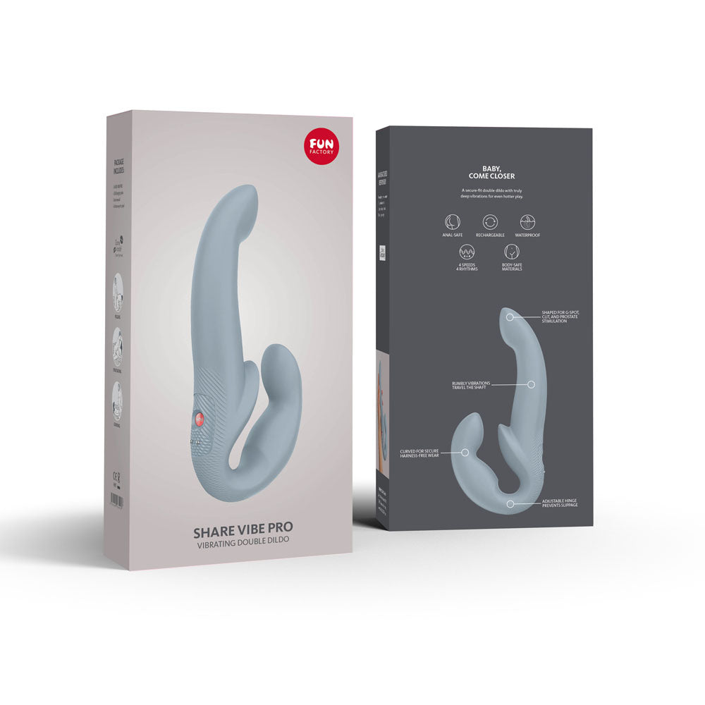 Fun Factory Share Vibe Pro Cool Grey USB Rechargeable Strapless Strap On > Realistic Dildos and Vibes > Strapless Strap Ons