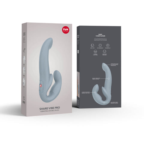 Fun Factory Share Vibe Pro Cool Grey USB Rechargeable Strapless Strap On > Realistic Dildos and Vibes > Strapless Strap Ons