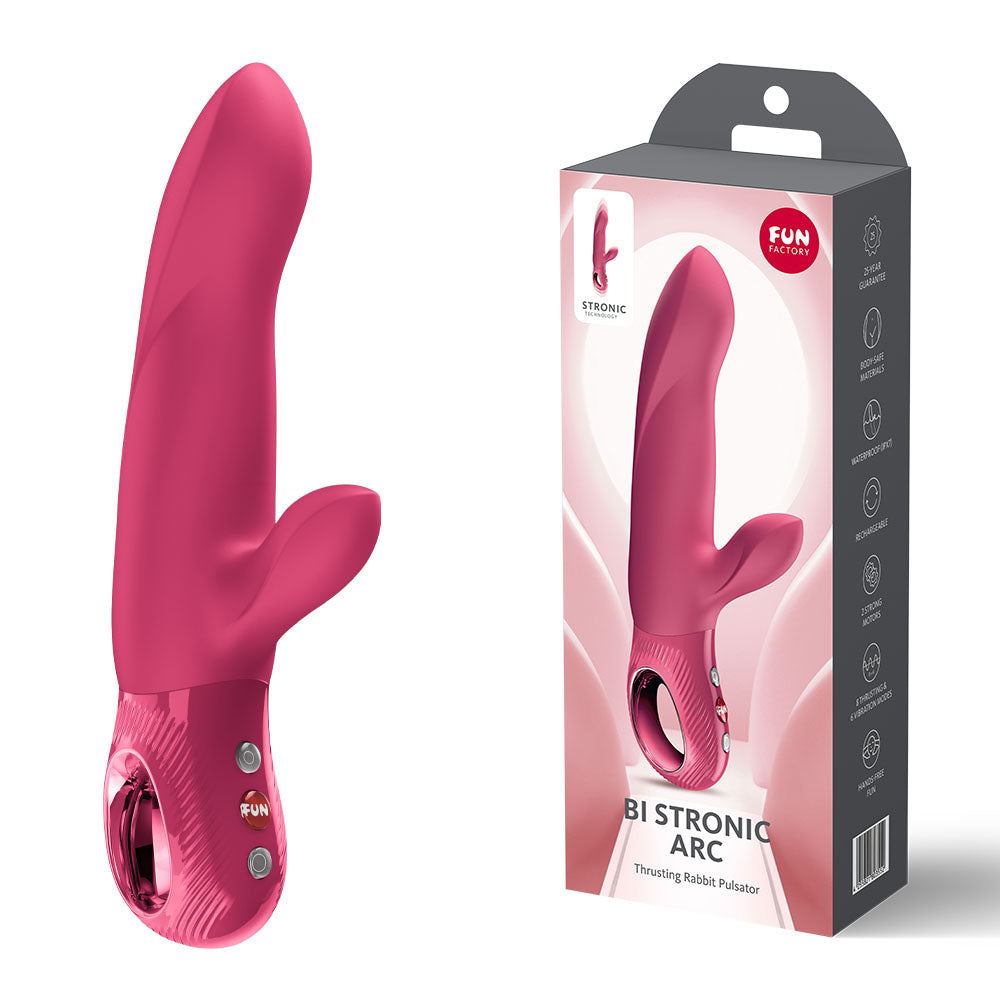 Fun Factory BI STRONIC ARC (Raspberry) – USB-C Rechargeable Thrusting Vibrator Red > Vibrators > Ladies > Rabbit Main image