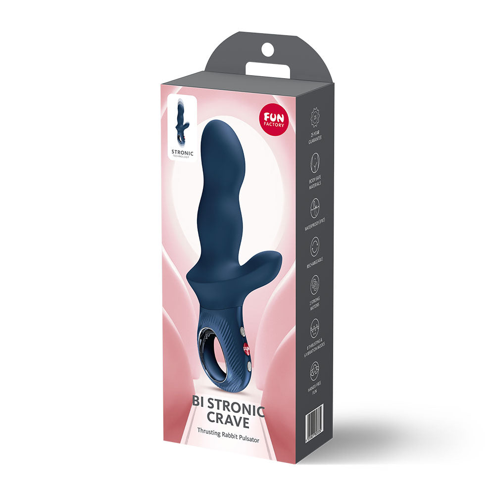 Fun Factory Bi Stronic Crave Nightblue 21cm USB-C Rechargeable Thrusting Vibrator > Vibrators > Ladies > Rabbit