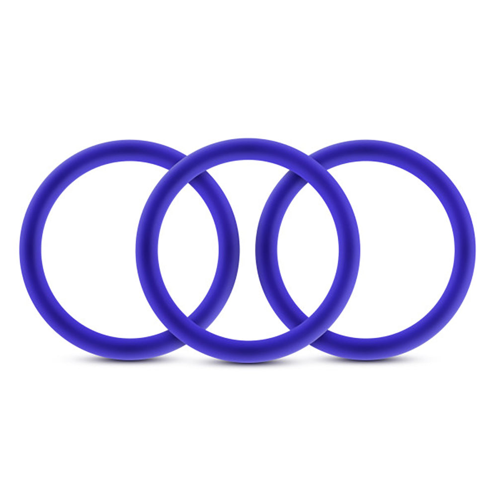 Performance VS1 Indigo Medium Silicone Cockrings Set of 3 Blue COCK RING Set