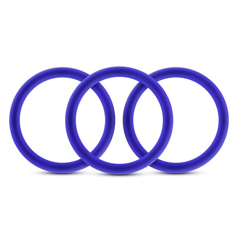 Performance VS1 Indigo Medium Silicone Cockrings Set of 3 Blue COCK RING Set
