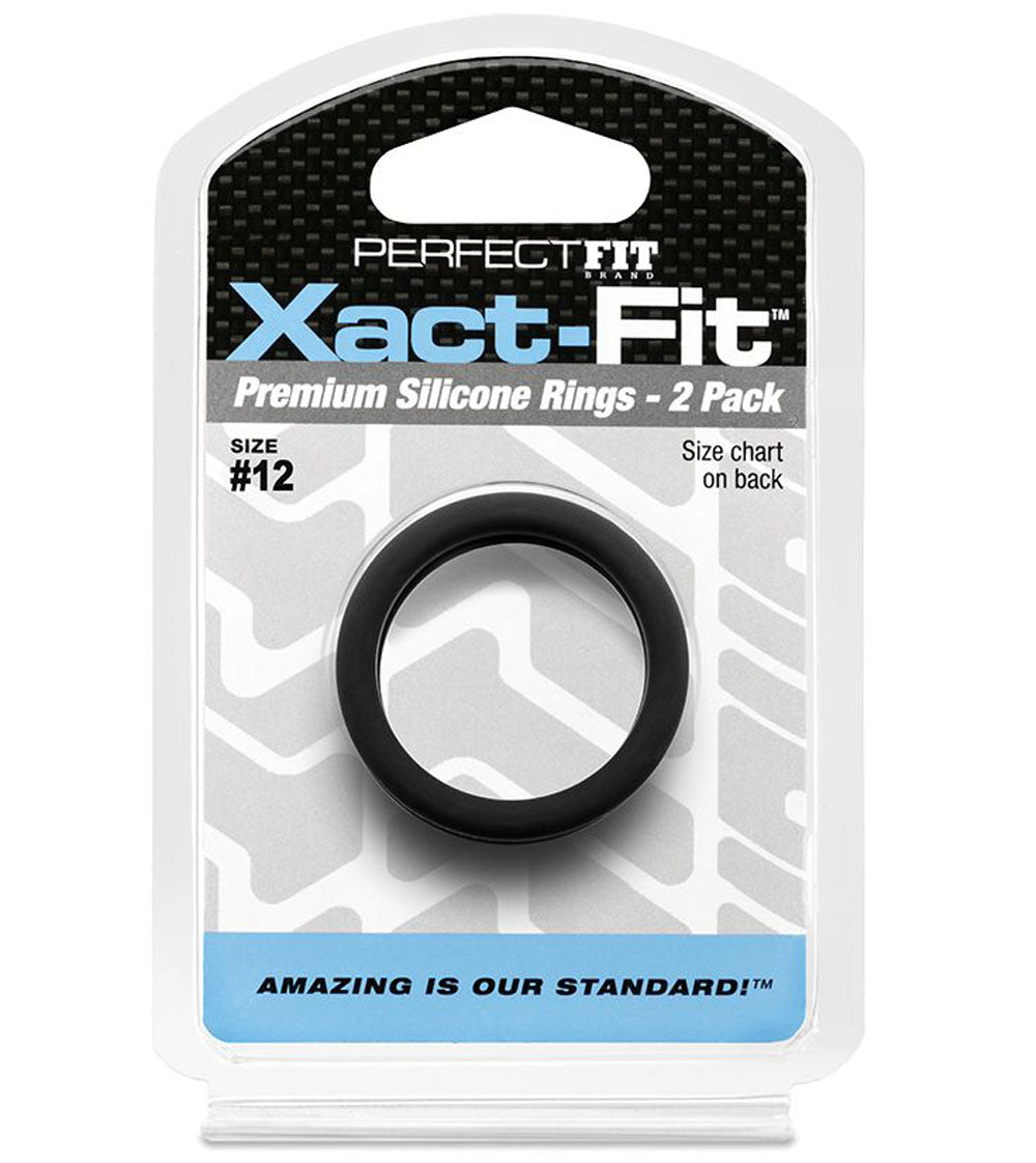 Xact-Fit #12 1.2in 2 Pk Precision Cock Ring Set Black COCK RING Set