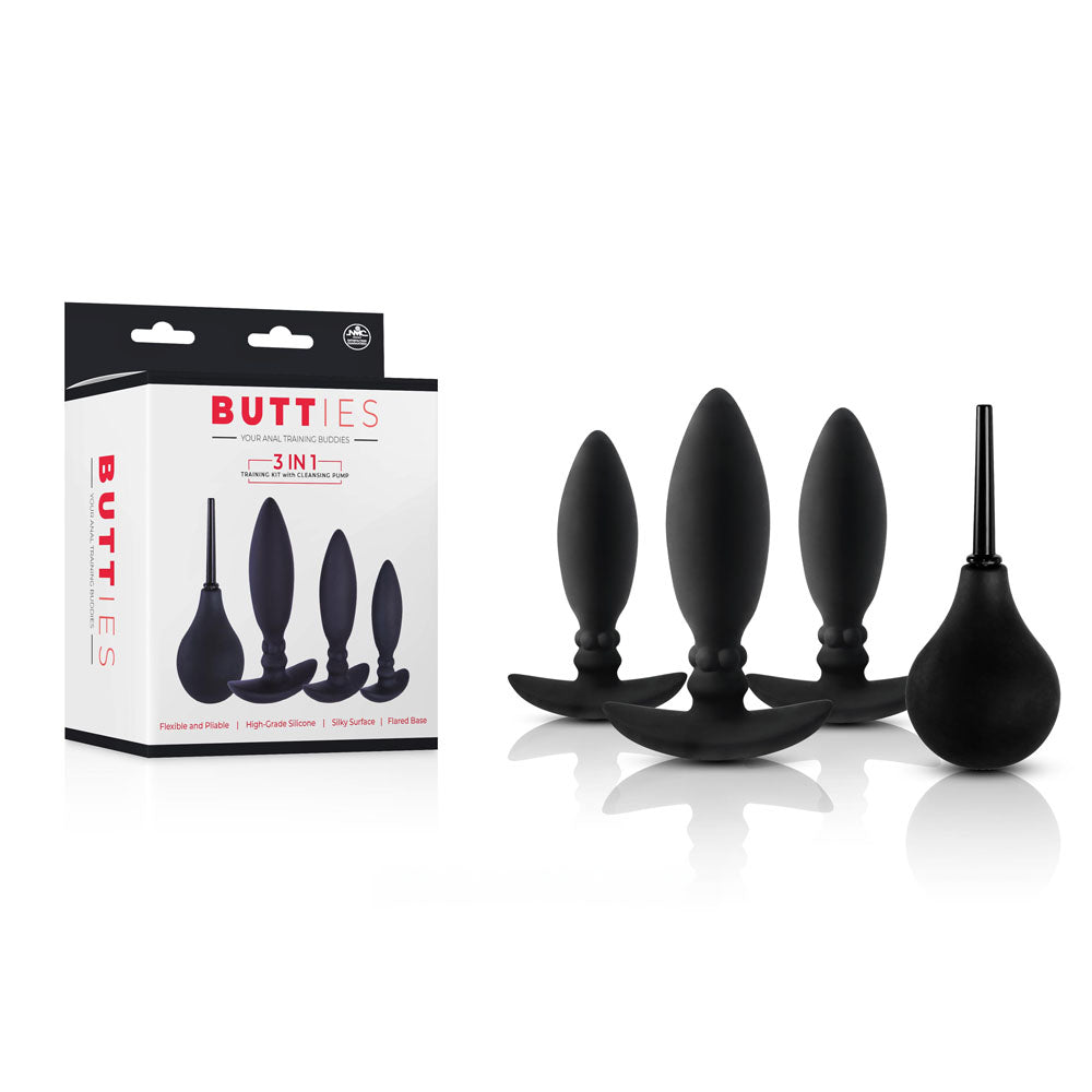 Butties Silicone Butt Plugs - 3 in 1 Training kit and Cleansing Douche