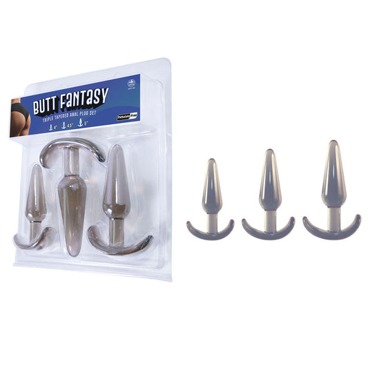 Butt Fantasy Triple Tapered Anal Plug Set -  -  Beginners Butt Plugs - Set of 3 Sizes