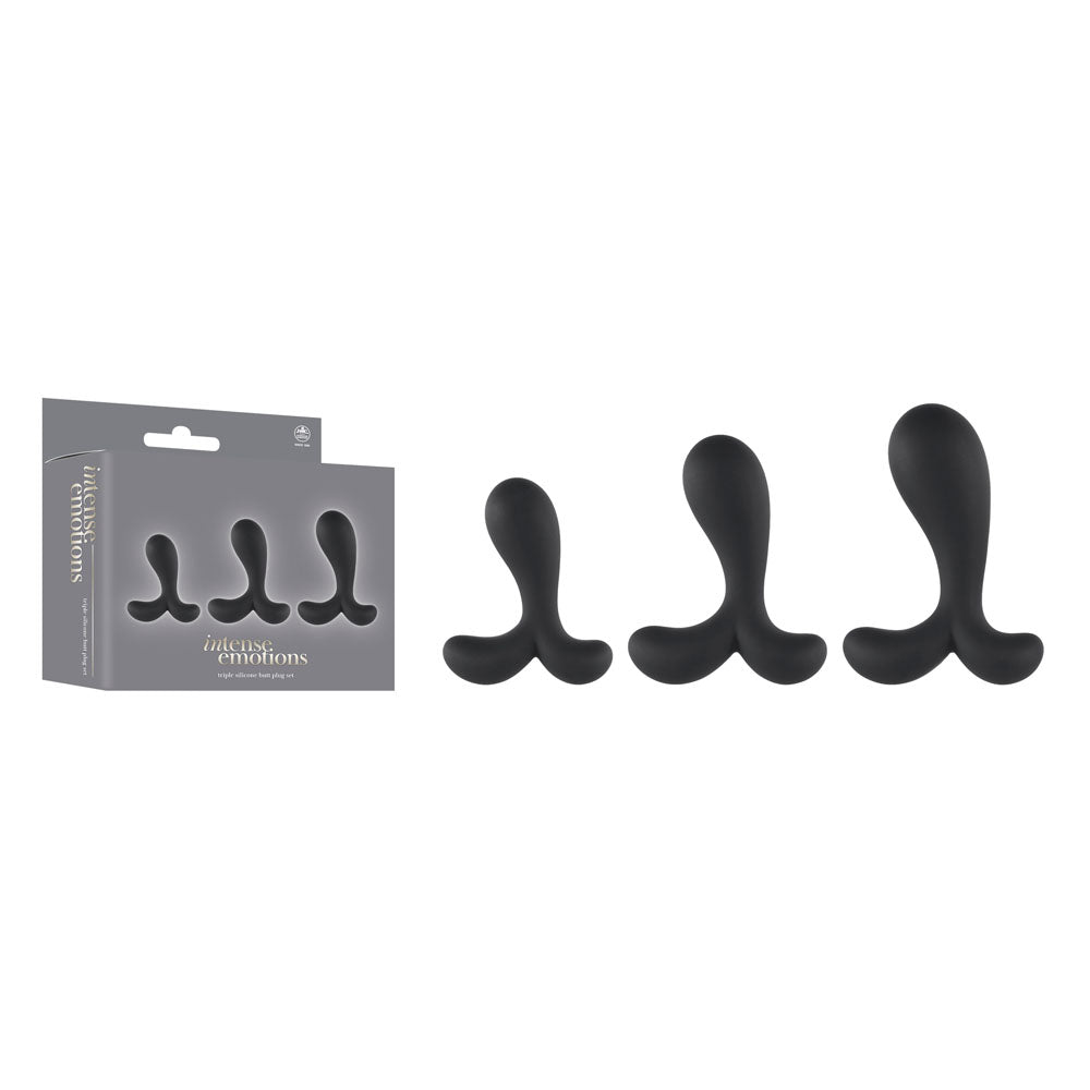 Intense Emotions Set of 3 Sizes – Butt Plug Set Black > Anal Range > Butt Plug Kits Main image