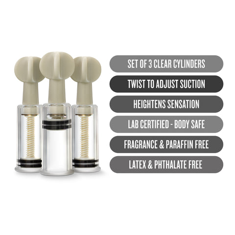 Temptasia Nipple and Clit Twist Suckers 3 Piece Set for Enhanced Sensitivity Nipple Suckers