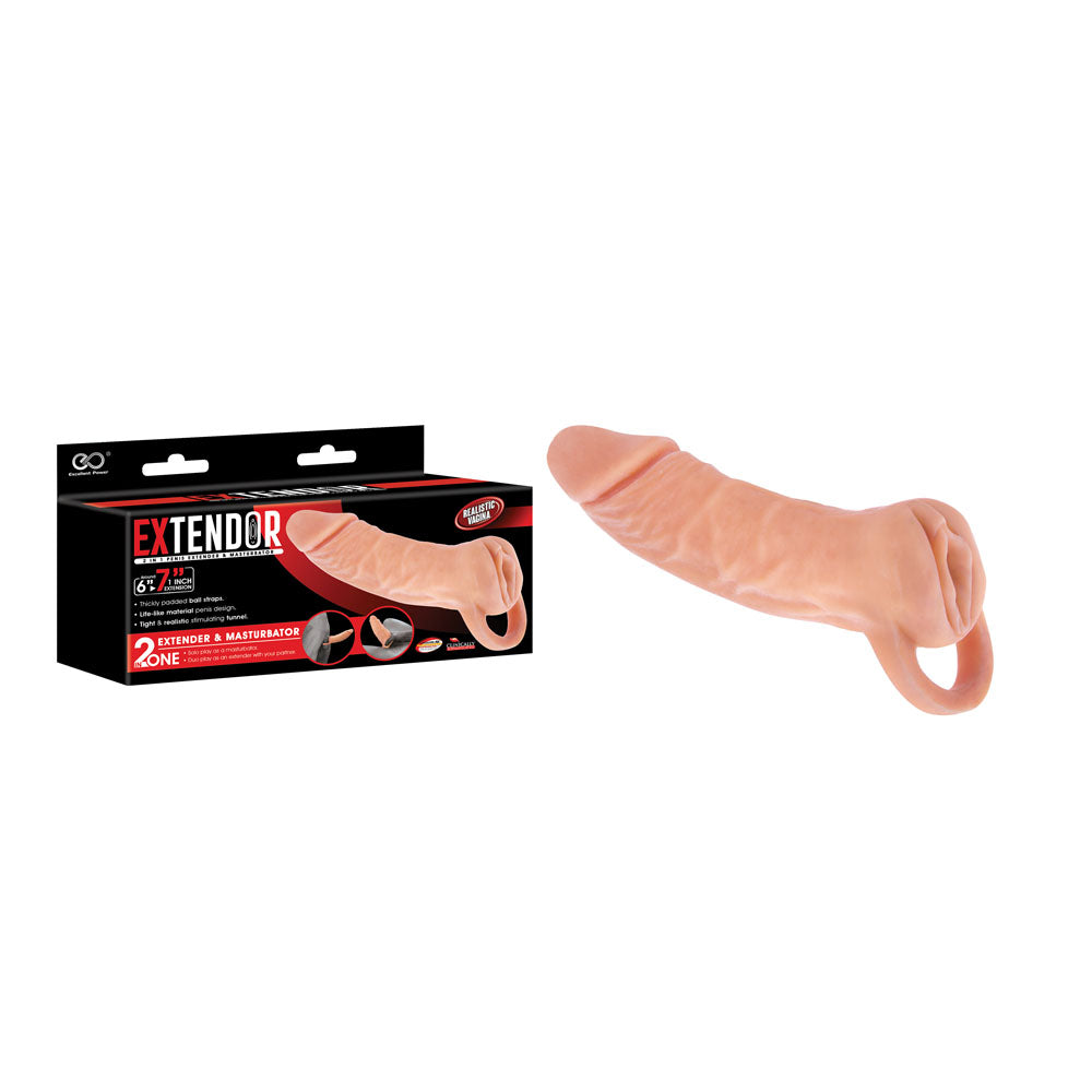 Extendor 7 Inch Penis Extender and Masturbator – 2-in-1 Sleeve with Vagina Opening Penis Extension Sleeve Flesh > Sex Toys For Men > Penis Sleeves Main image