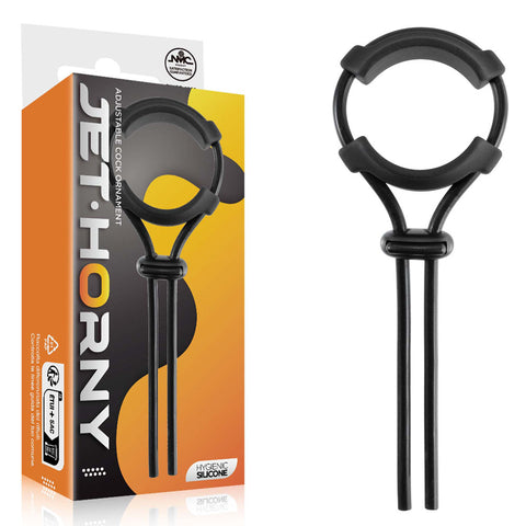 Jet Horny Adjustable Cock Lasso Ring for Enhanced Pleasure and Performance Black COCK RINGS Adjustable