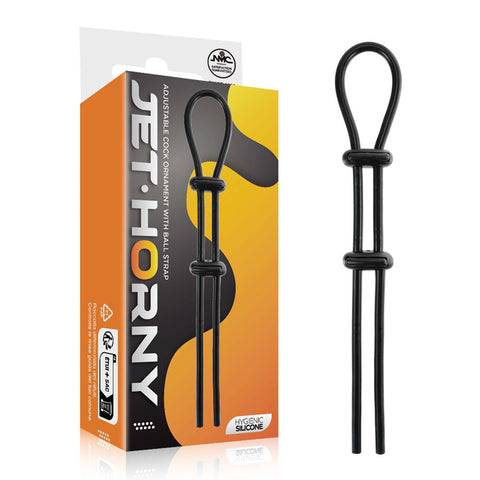Jet Horny Adjustable Cock and Ball Lasso Ring Black COCK RINGS Lasso