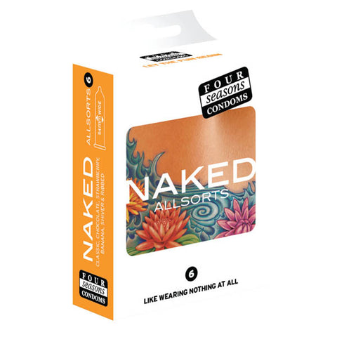 Four Seasons Naked Allsorts - Ultra Thin Lubed Condoms in 6 Styles - 6 Pack Default Title Condoms