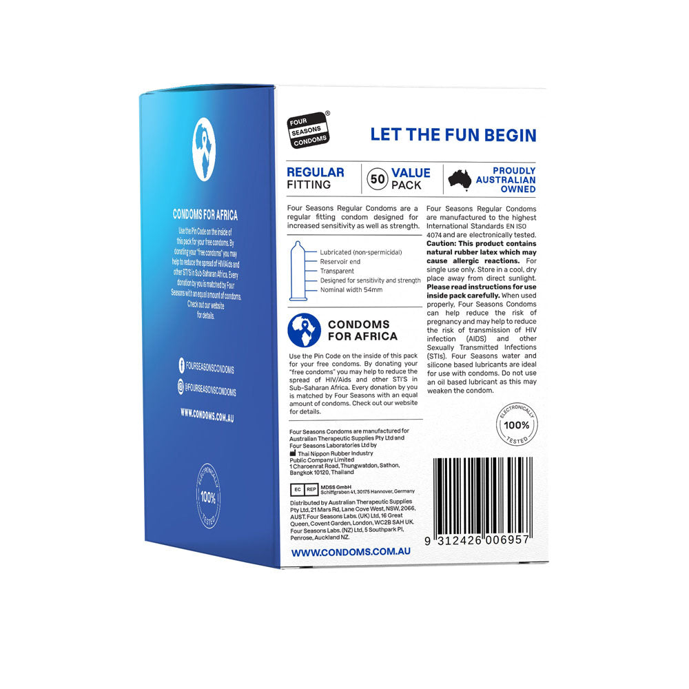 Four Seasons Regular Condoms – 54mm Lubricated Condoms 50 Pack Secondary image