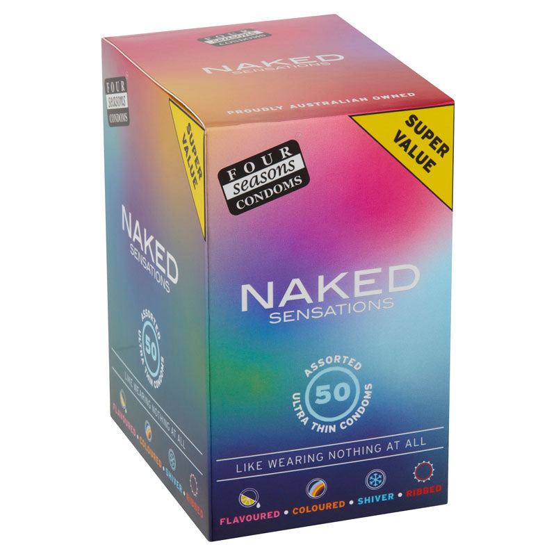 Four Seasons Naked Sensations – Ultra Sensitive Lubricated Condoms - Assorted 50 Pack > Essentials > Condoms