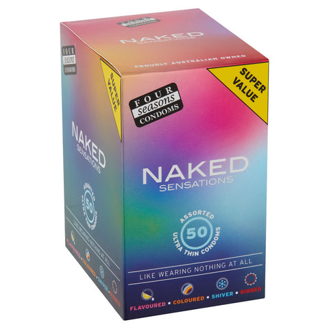 Four Seasons Naked Sensations – Ultra Sensitive Lubricated Condoms - Assorted 50 Pack > Essentials > Condoms
