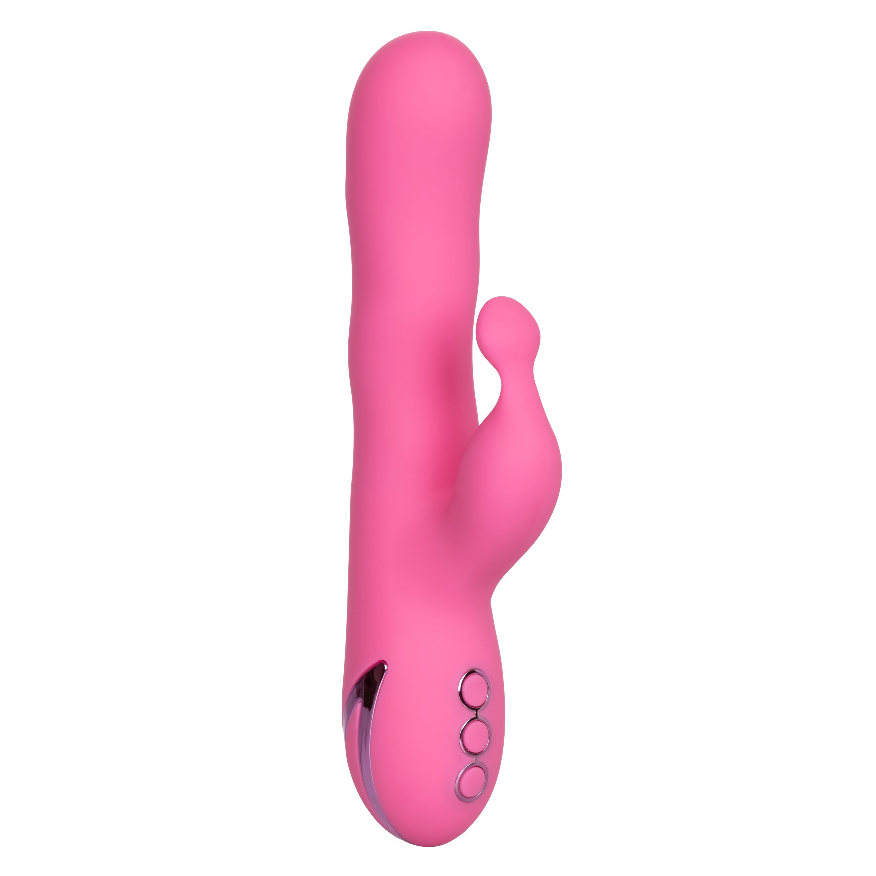 California Dreaming Santa Barbara Surfer Pink Silicone Massager with 10 Vibration Modes and 3 Rippling Speeds, USB Rechargeable and Waterproof VIBRATORS-RABBIT