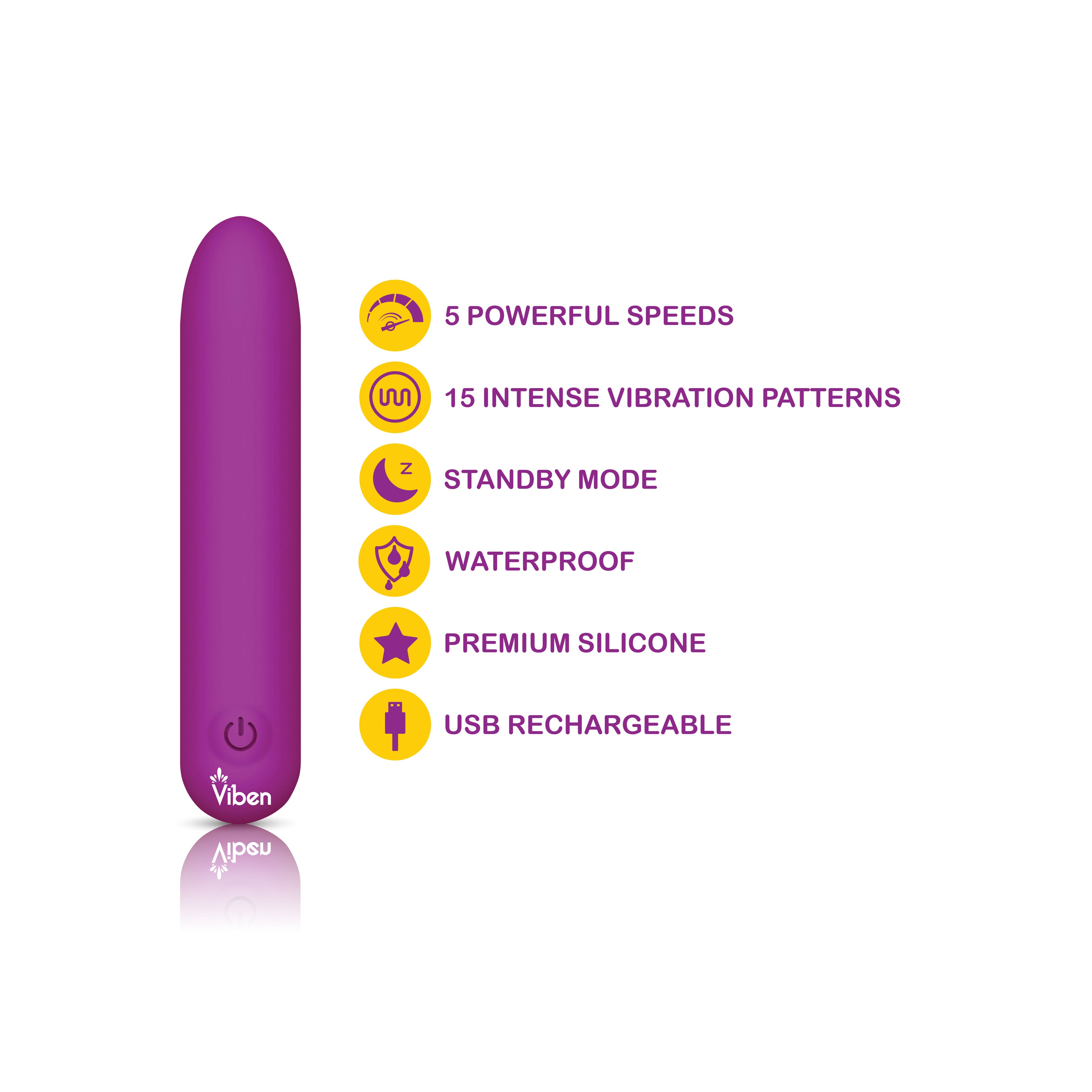 Bombshell 5 Speed 9.5cm Usb Mighty Bullet Vibrator Berry > Vibrators > Mini Vibrators