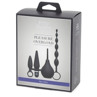 Fifty Shades of Grey Pleasure Overload Take It Slow Anal Kit 4 Piece Black Silicone Set