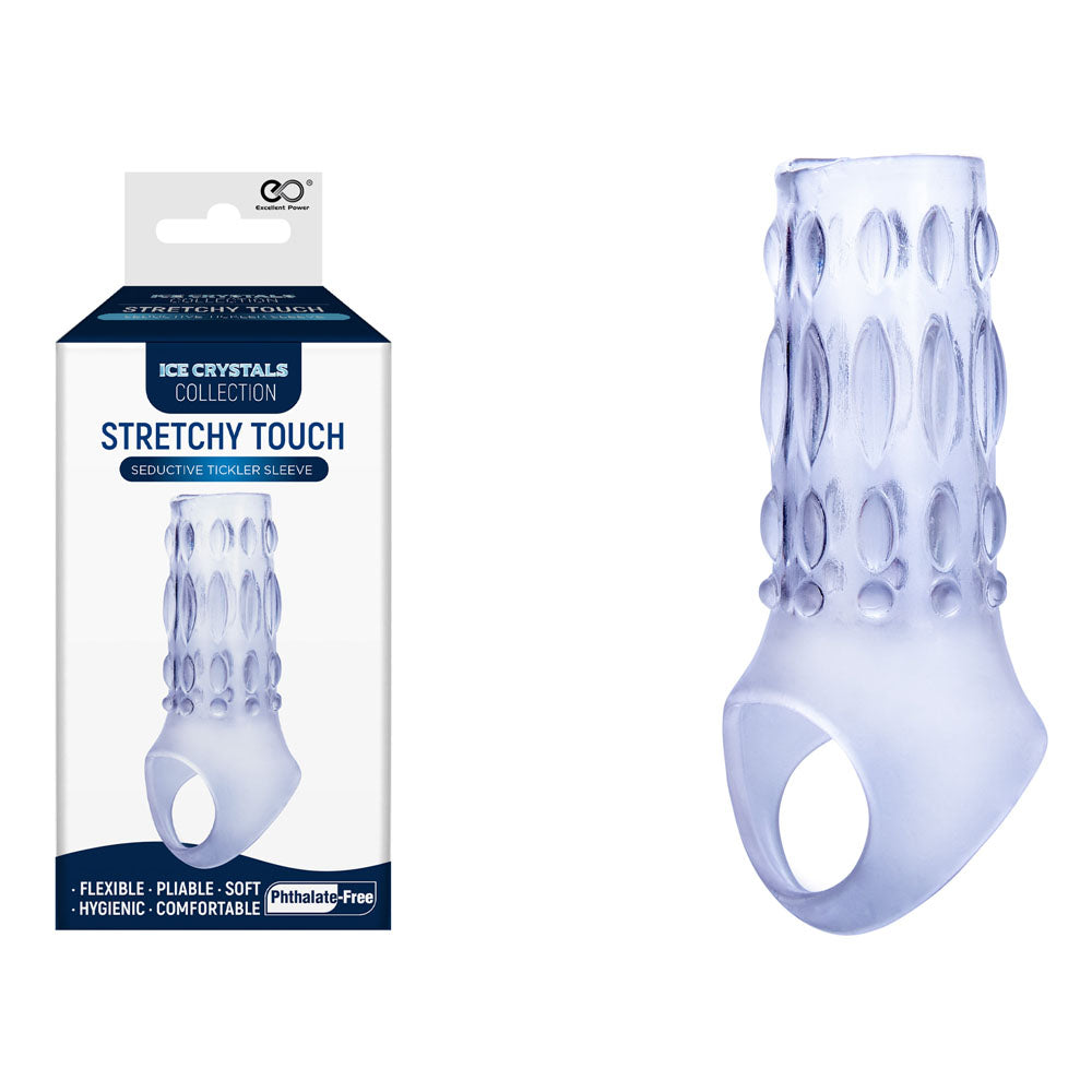 Ice Crystals Stretchy Touch Tickler Sleeve – Textured Silicone Penis Sleeve Clear > Sex Toys For Men > Penis Sleeves