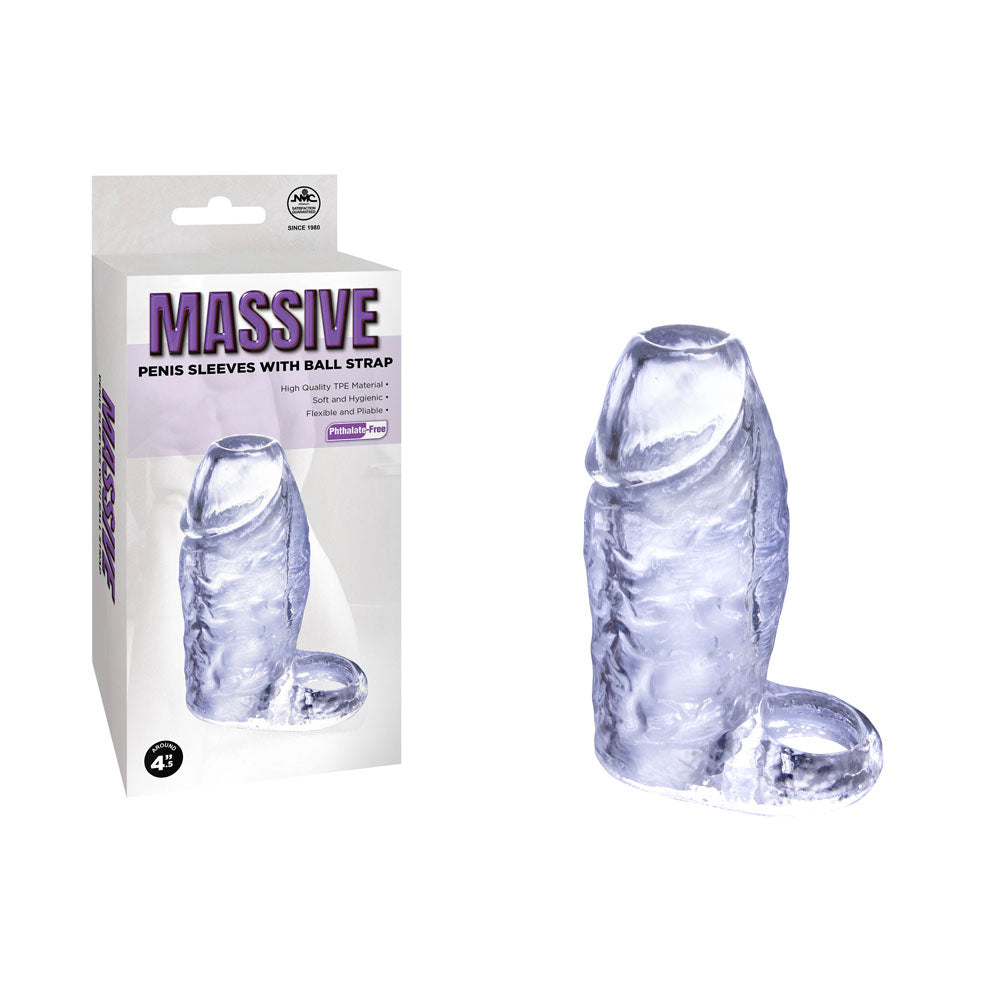 Massive Penis Sleeve with Ball Strap – Soft Flexible Penis Enlarger Sleeve > Sex Toys For Men > Penis Sleeves