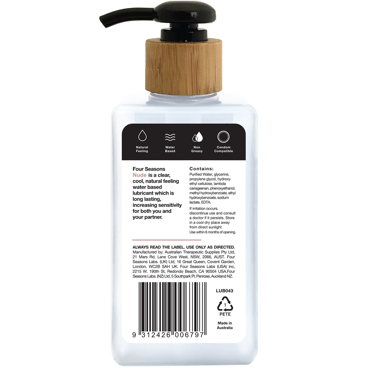 Four Seasons Nude – Water Based Lubricant 200ml > Lube > Water Based