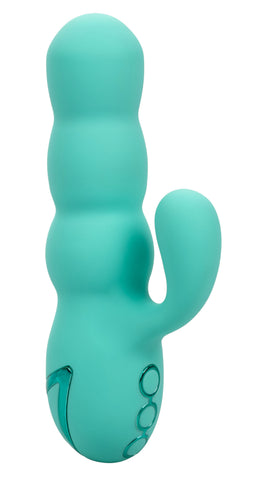 California Dreaming Del Mar Diva Teal Silicone Dual Motor Massager with 10 Vibration Functions = > Vibrators > Ladies > Rabbit Multi