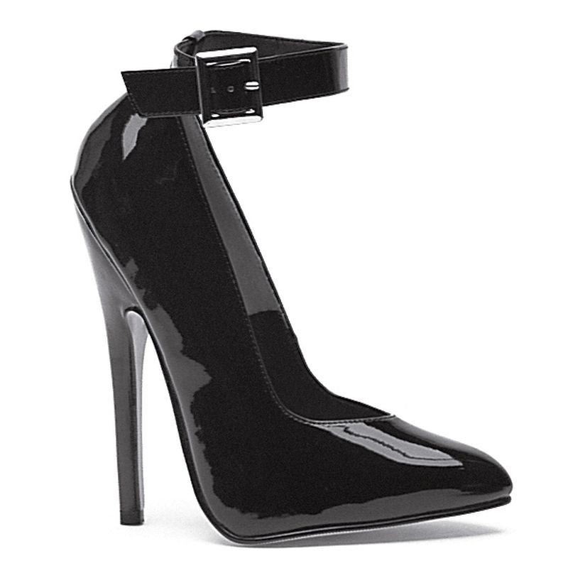 Fetish Pump with Ankle Strap Black 6 Inch Heels Heels