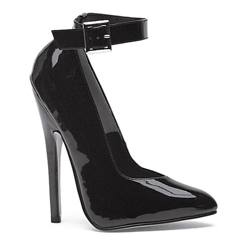 Fetish Pump with Ankle Strap Black 6 Inch Heels Heels