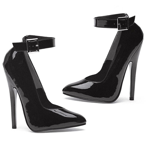 Fetish Pump with Ankle Strap Black 6 Inch Heels Heels