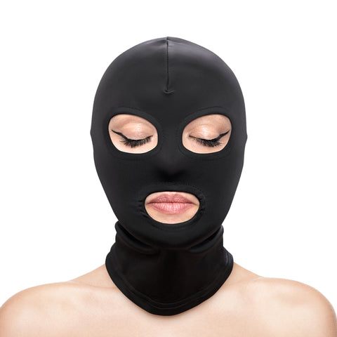 Fetish and Fashion Eyes and Mouth Hood Erotic Clothing Black > Bondage Gear > Bondage Hoods