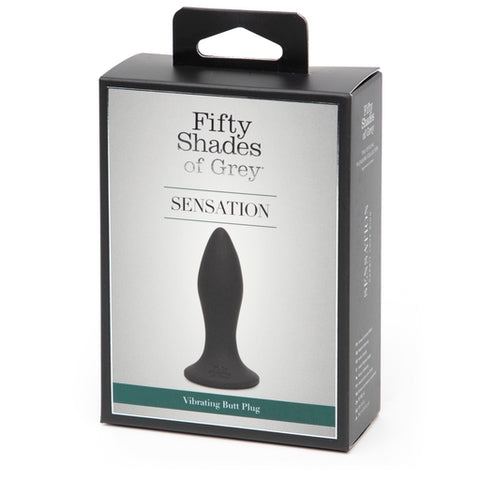 Fifty Shades of Grey Sensation Rechargeable Black Silicone Vibrating Butt Plug 3.5 Inch Butt Plugs