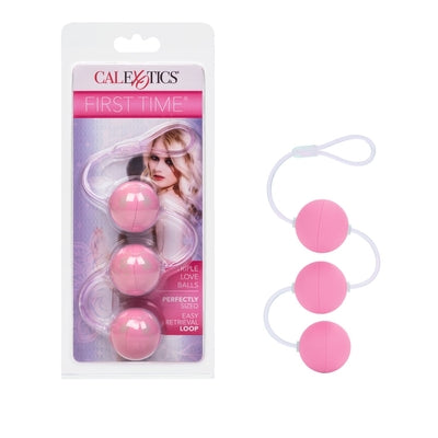 First Time Love Balls Triple Lover Pink Kegel Balls Set 1.25 Inch Each with Retrieval Loop Secondary image