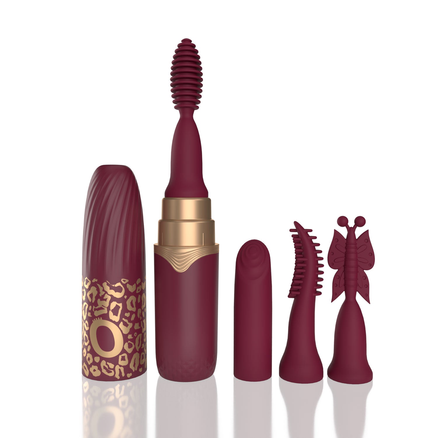 Premium Lipstick Vibe – Rechargeable Waterproof Vibrator with Interchangeable Tips Red > Vibrators > Mini Vibrators