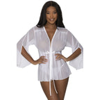 Flowing Short Robe with Lace and Slit Sleeves Sizes S-XL > Clothes > Womens Robes & Sleepwear