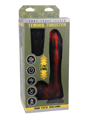 Fort Troff Tendril Thruster Mini Fuck Machine With 1.75 Inch Stroke Black and Red Liquid Silicone USB Rechargeable DONGS Thrusting