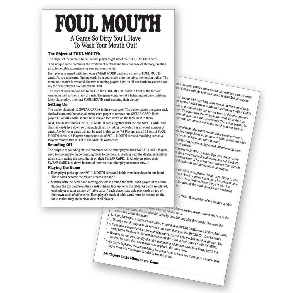 Foul Mouth Card Game for 2-6 Players - Fun Challenge Games
